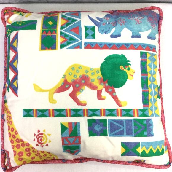 Jungle Animal Nursery Children’s 17” x 17” Handmade Throw Pillows Bundle of Two - Picture 4 of 9